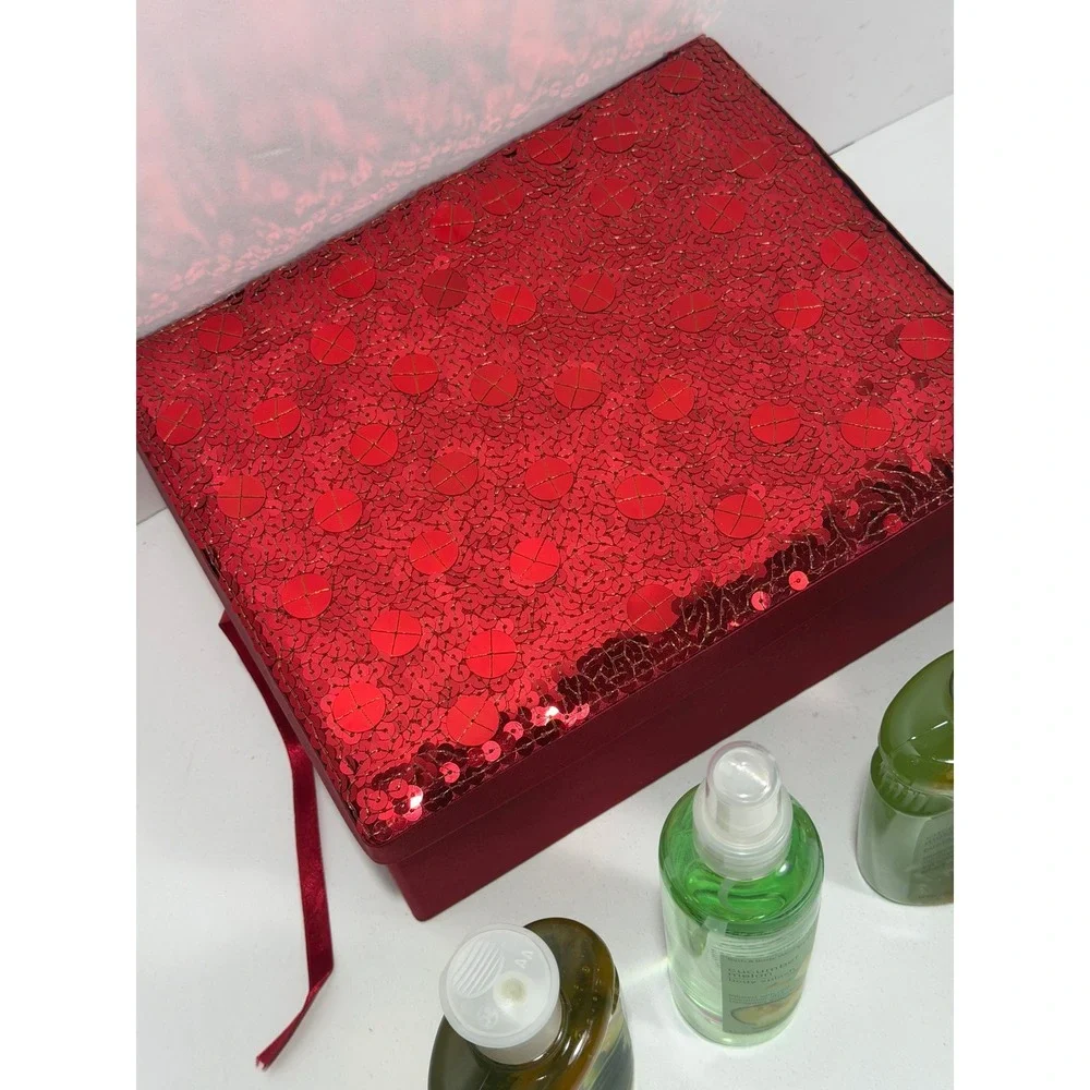 Bath & Body Works Cucumber Melon‎ Pleasures Vintage Gift Set  Sequin Box 4pc